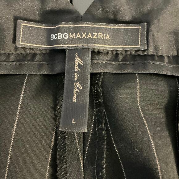 BCBG MaxAzria Black Pinstripe Wide Leg Pants Size L - Picture 6 of 12